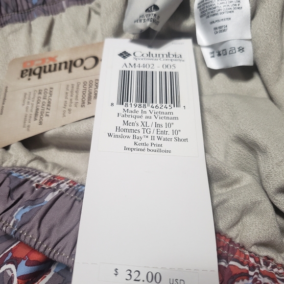 Columbia XCO Mens Grey Printed Shorts XL New with Tags - Picture 6 of 9